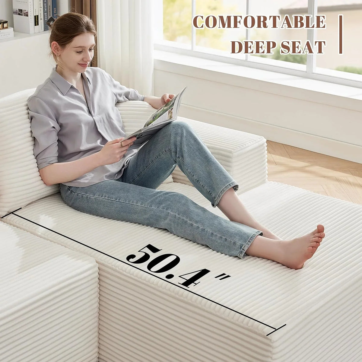 110 Cloud Sectional Couch, Boneless Sofa for Living Room Modular Sectional Sofa with Deep Seat - image 5