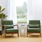 Glitzhome Set of 2 Mid-Century Modern PU Leather Accent Chairs - 30.75H with Cushions (25.75W x 33.75D) - image 1