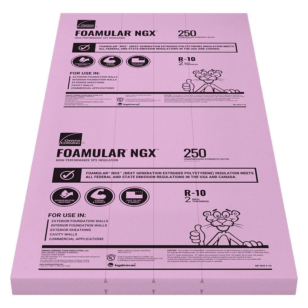 Owens Corning R- 10, 2-in x 4-ft x 8-ft Foamular Unfaced Foam Board Insulation - image 1