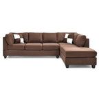 Malone 111-Inch Suede 4-Seater Sectional Sofa with Two Throw Pillows - Dimensions: 111L x 78W x 34H - image 19