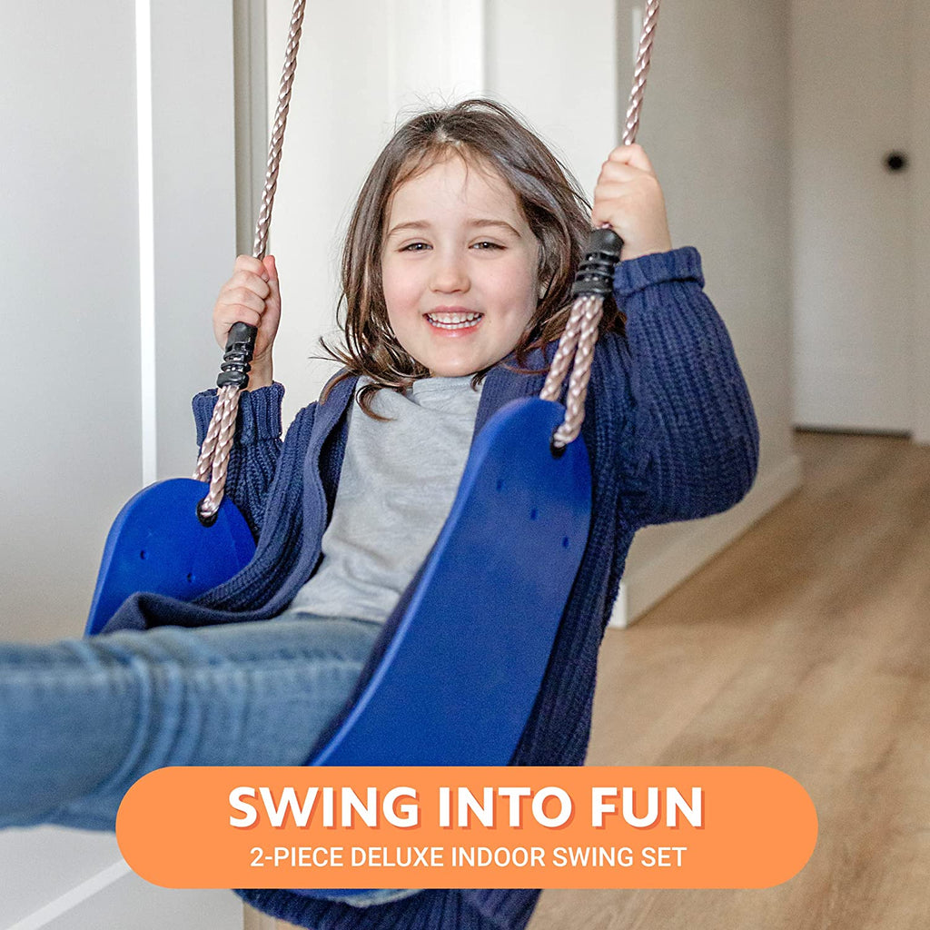 6 Piece Indoor Doorway Gym Set for Kids – Indoor Swing for Kids Includes Kids Swing Chair, Rings, Hanging Trapeze, Ladder, Swinging Rope & Pullup Bar - image 12