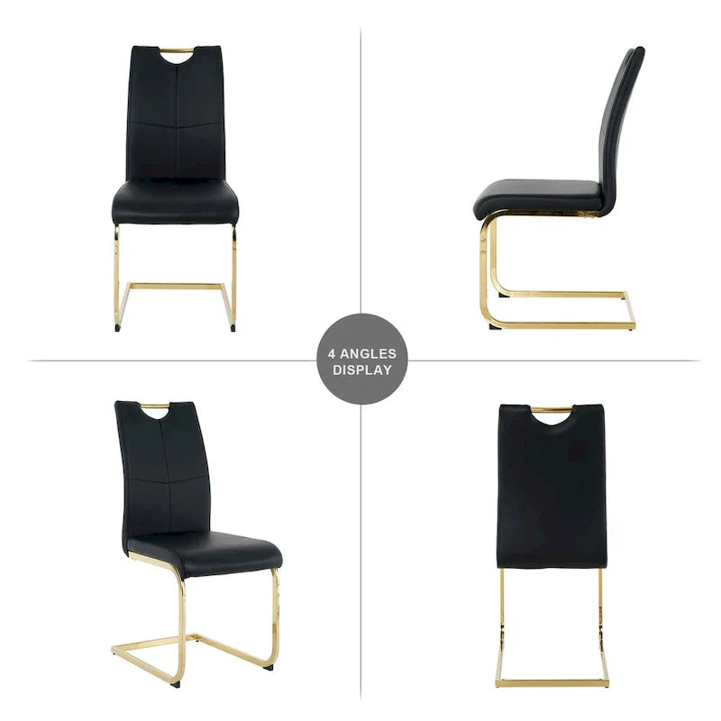 4-Piece Modern Faux Leather Dining Chair Set with Gold Metal Legs and Padded Seats - image 17
