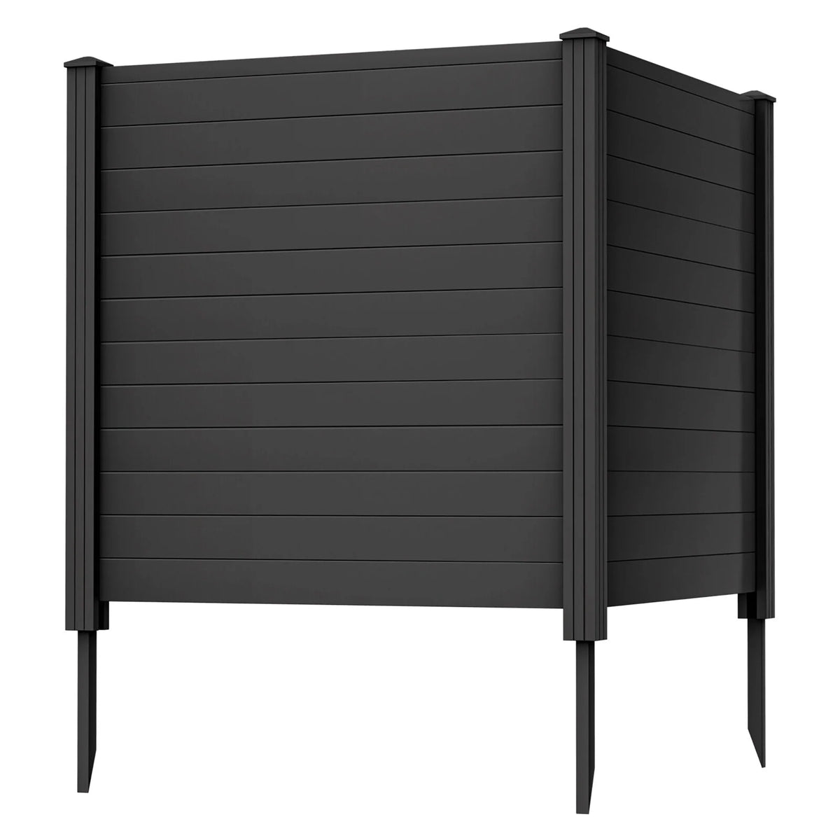 Gymax Outdoor PVC Privacy Panels 2 - Pack Picket Fence W/ 3 Cuspidal Foot Stakes Black - image 11