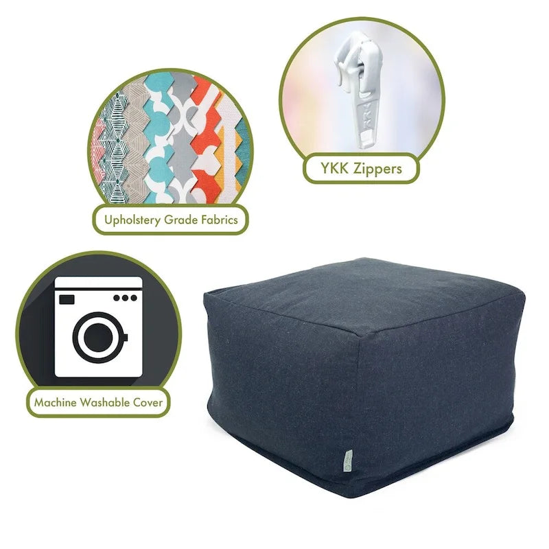 Majestic Home Goods Indoor Wales Poly/Linen Ottoman Pouf - 27" L x 27" W x 17" H - image 15