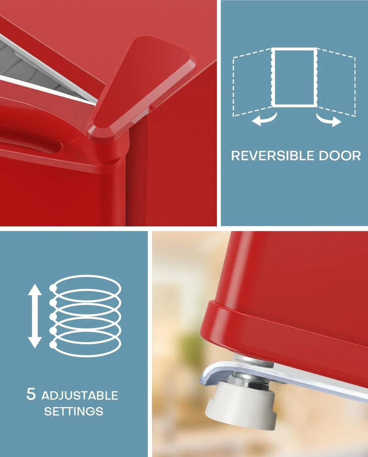 Upstreman 1.7 Cu.ft Mini Fridge with Freezer, Dorm Essentials, Adjustable Thermostat, Energy Saving, Low Noise, Single Door Compact Refrigerator for Dorm, Office, Bedroom, Red-FR17 - image 6