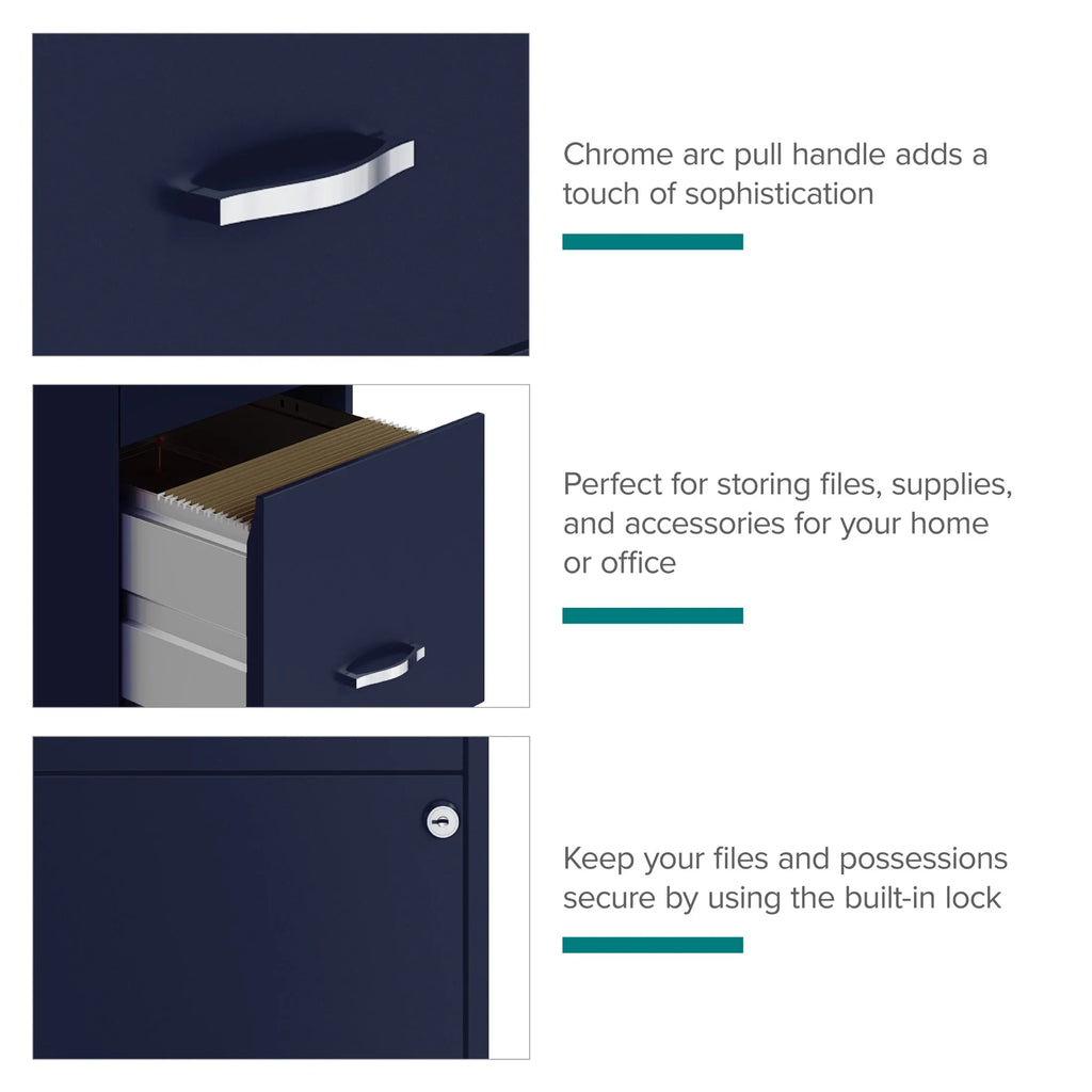 Space Solutions 18" Deep 3 Drawer Smart Letter Width Vertical File Cabinet, Navy - image 2