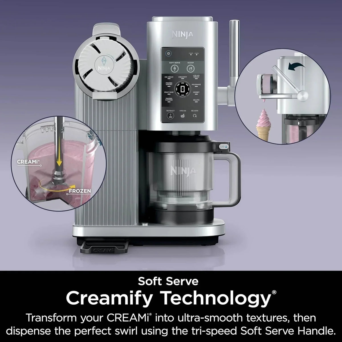 Ninja Swirl by CREAMi Ice Cream and Soft Serve Maker, Sorbet, Milkshake, Frozen Yogurt, Low Calories Program & More, 13-in-1, Soft Serve Handle, (2) CREAMi Swirl 16oz Pints, For Kids & ALL ages, NC701 - image 6