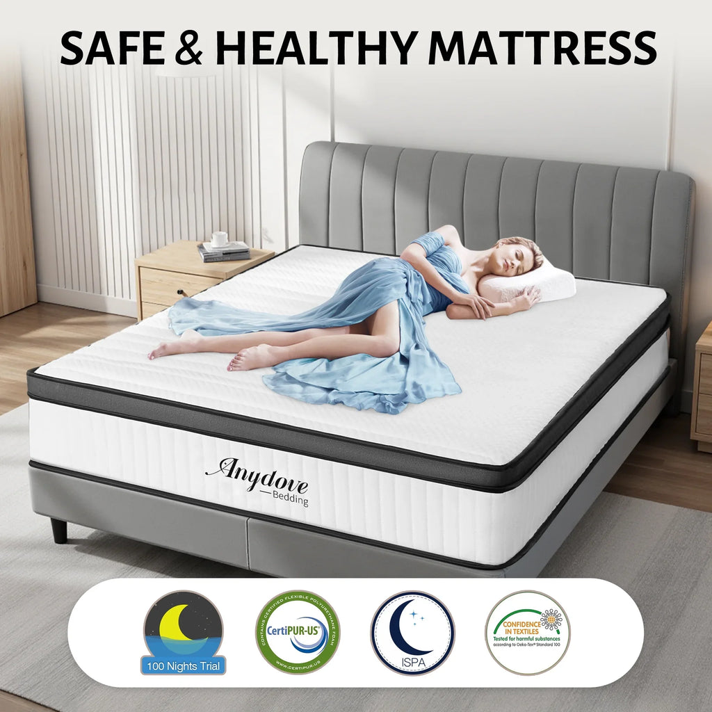 Queen Mattress 10 inch, Hybrid Queen Size Mattress in a Box, Upgrade Innerspring Mattress Queen for Pressure Relief, Medium Firm - image 2