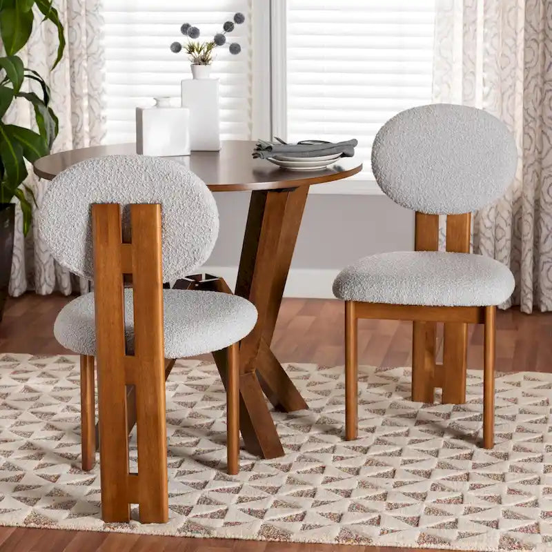 Kacela Contemporary Japandi Boucle Upholstered Wood Dining Chair Set - 2 Pieces - image 15