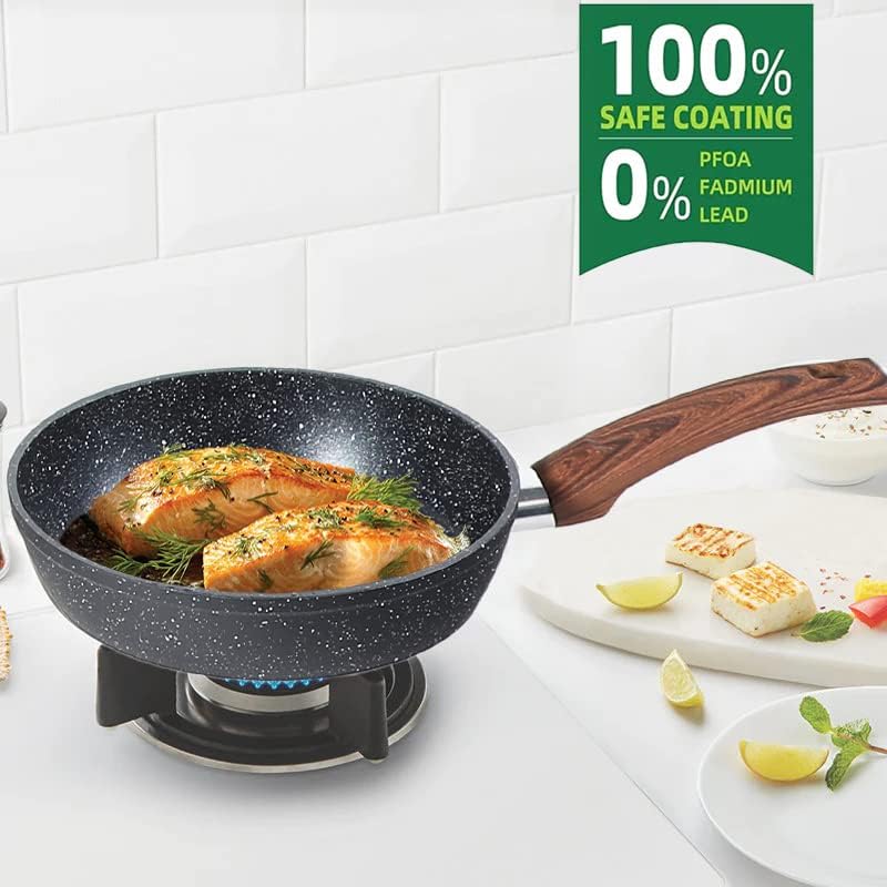 Kitchen Academy Induction Cookware Sets - 12 Piece Green Cooking Pan Set, Granite Nonstick Pots and Pans Set - image 7