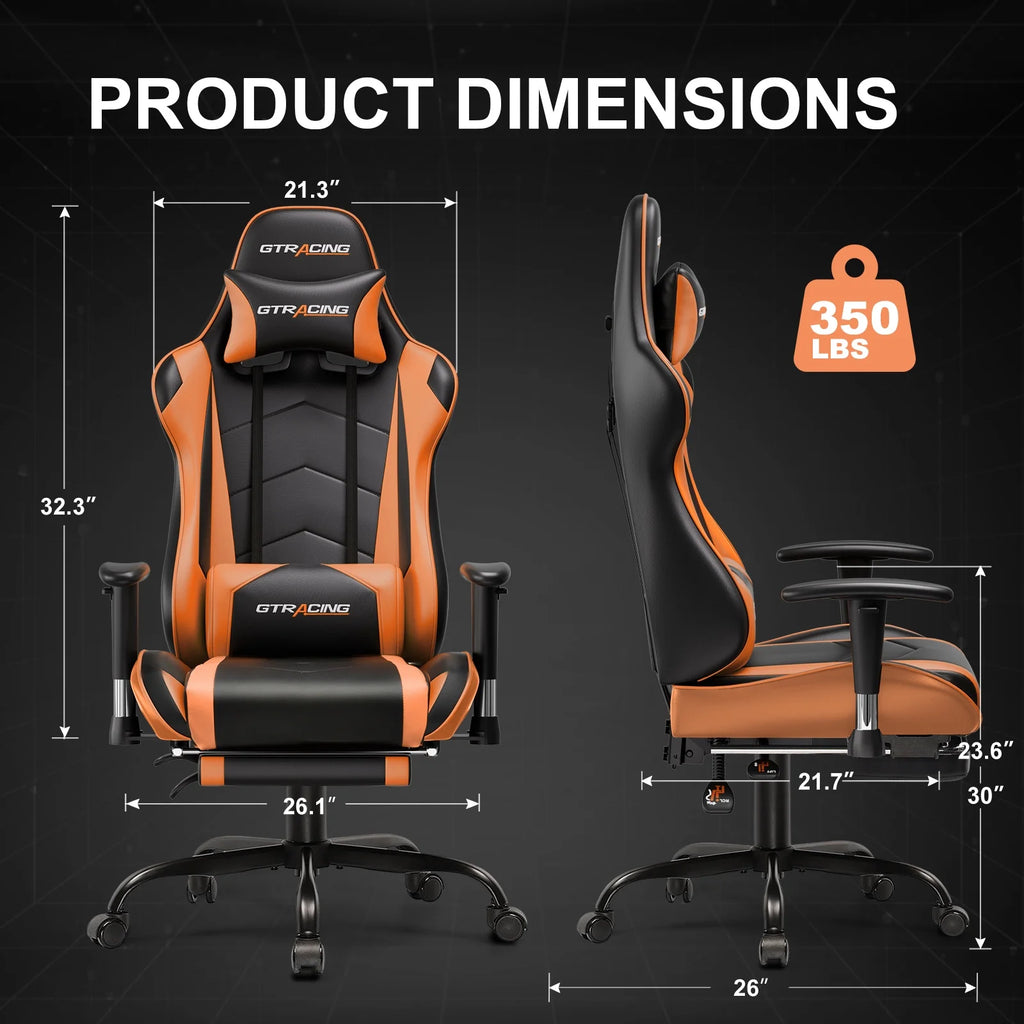 GTRACING Gaming Chair, Ergonomic Office Desk Chair with Lumbar Support, PU Leather, Footrest & Adjustable Headrest, Red - image 46