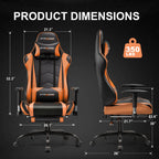 GTRACING Gaming Chair, Ergonomic Office Desk Chair with Lumbar Support, PU Leather, Footrest & Adjustable Headrest, Red - image 46