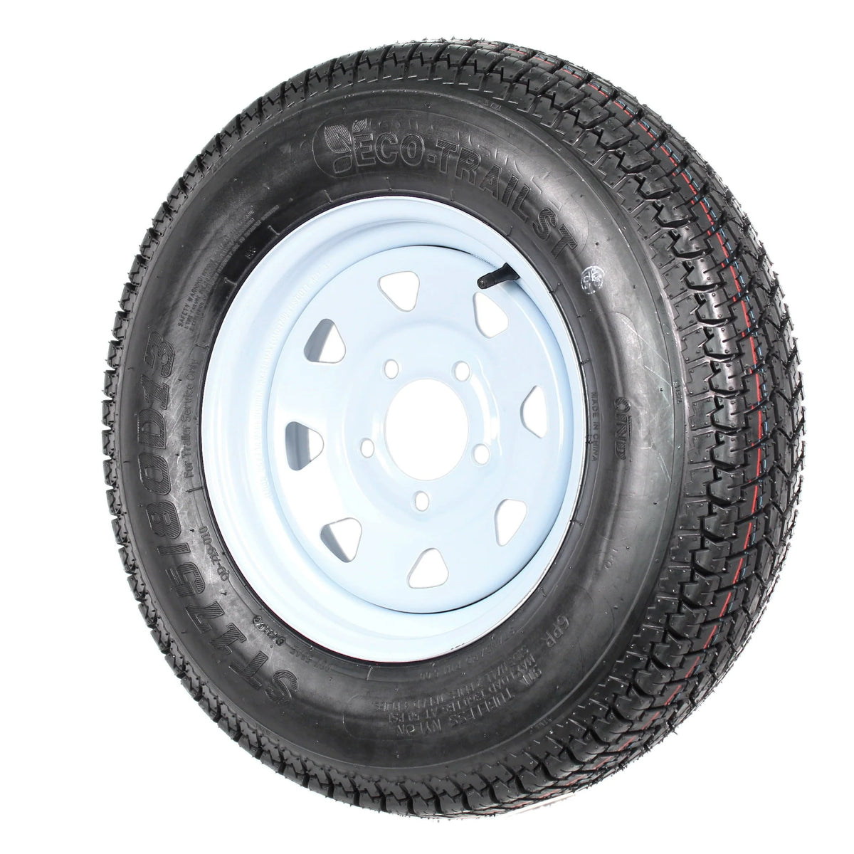2-Pk Trailer Tires Rims ST175/80D13 175/80 13 B78-13 LRC 5 Lug White Spoke Wheel - image 4