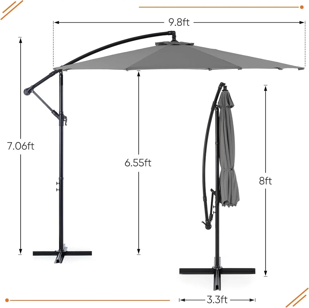 9.8FT Offset Patio Umbrella Hanging Cantilever Umbrella Outdoor Sun Shade with Easy Tilt Adjustment, 8 Ribs, UV Protection for Backyard, Lawn, Garden and Pool, Blue - image 5