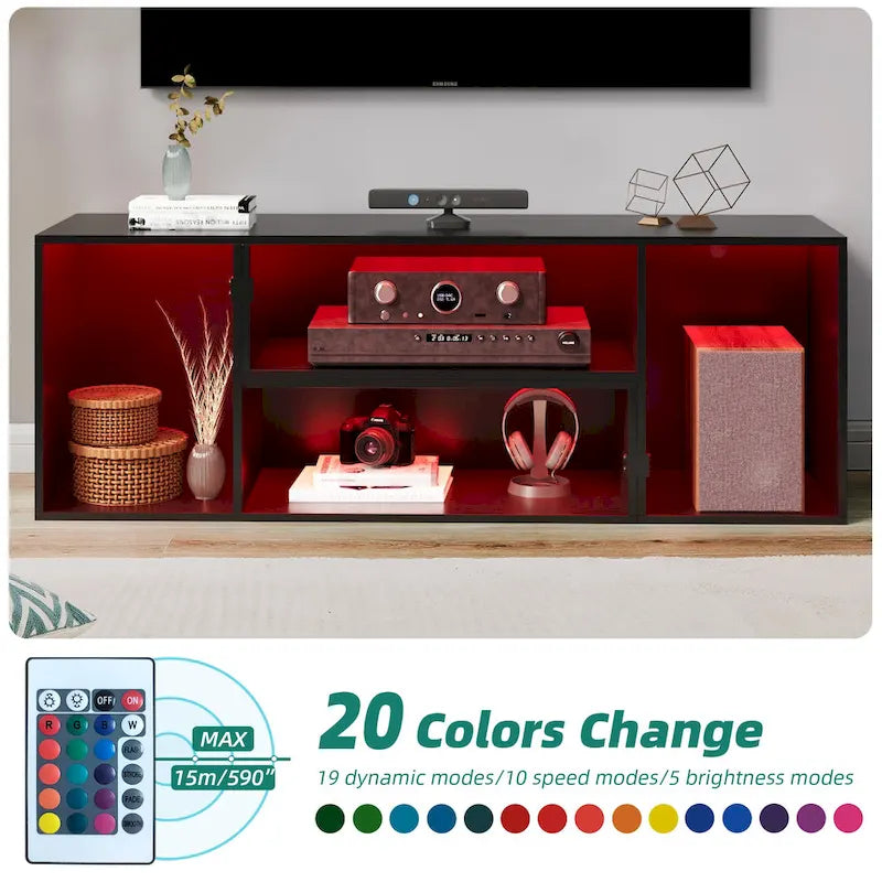 Modern Modular TV Stand with LED Lighting & Open Storage - image 28
