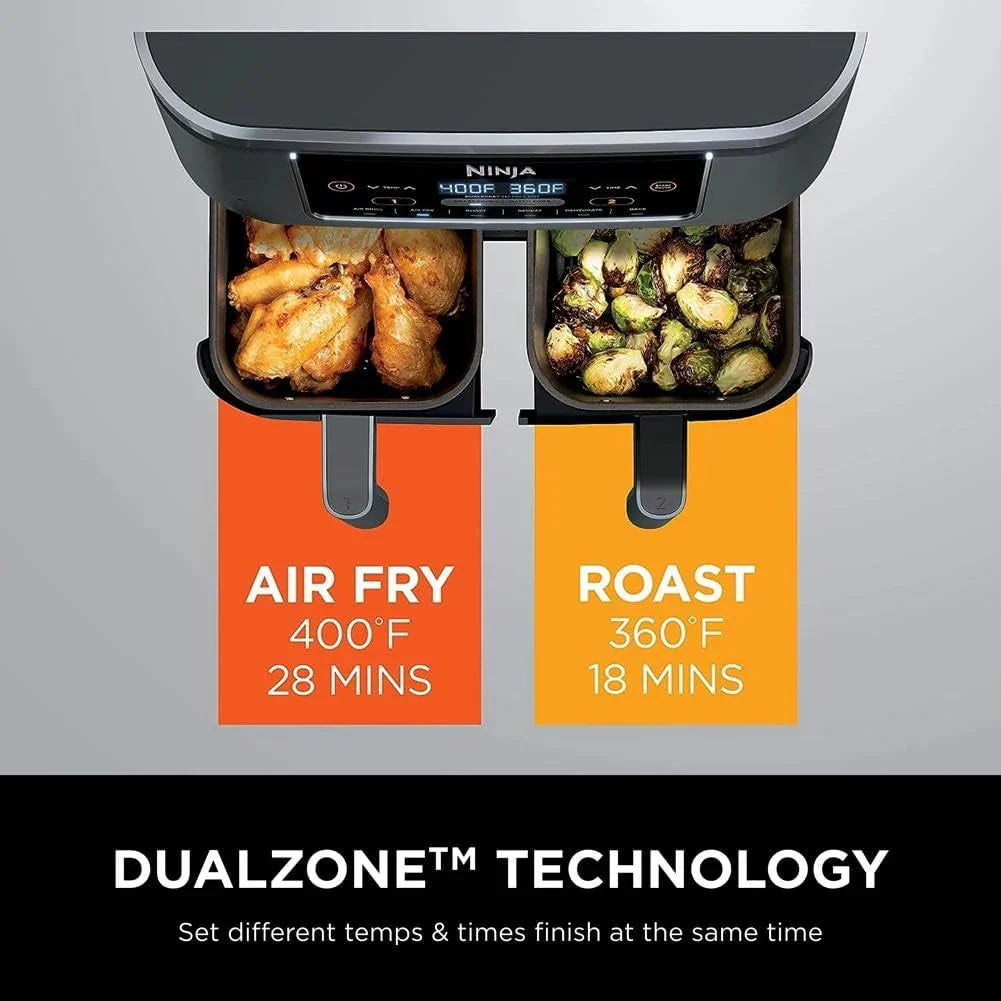 Ninja Foodi 10QT 6-in-1 DualZone Smart XL Air Fryer, 2 Independent 5QT Baskets, Smart Cook Thermometer, Match Cook, Smart Finish, Air Fry, Roast, Bake, Dehydrate, Reheat, Grey, DZ550 - image 42