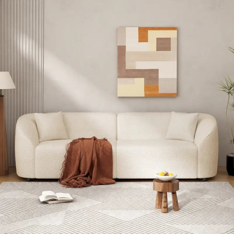 87.5 Boucle Curved 3-Seater Sofa with Sculptural Ergonomics - image 4