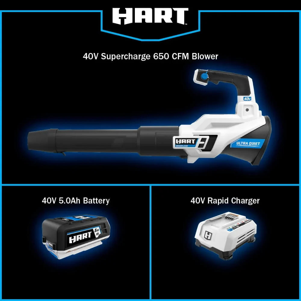 HART 40-Volt Cordless SUPERCHARGE Brushless 650 CFM Blower (1) 5.0 Ah Lithium Ion Battery - image 7