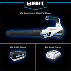 HART 40-Volt Cordless SUPERCHARGE Brushless 650 CFM Blower (1) 5.0 Ah Lithium Ion Battery - image 7