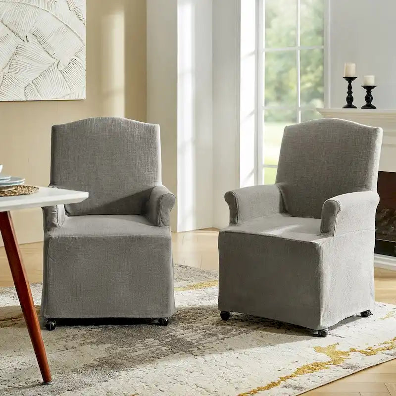 Set of 2 Alethea Upholstered Dining Chairs with Slipcovers and Solid Wood Legs by HULALA HOME - image 10