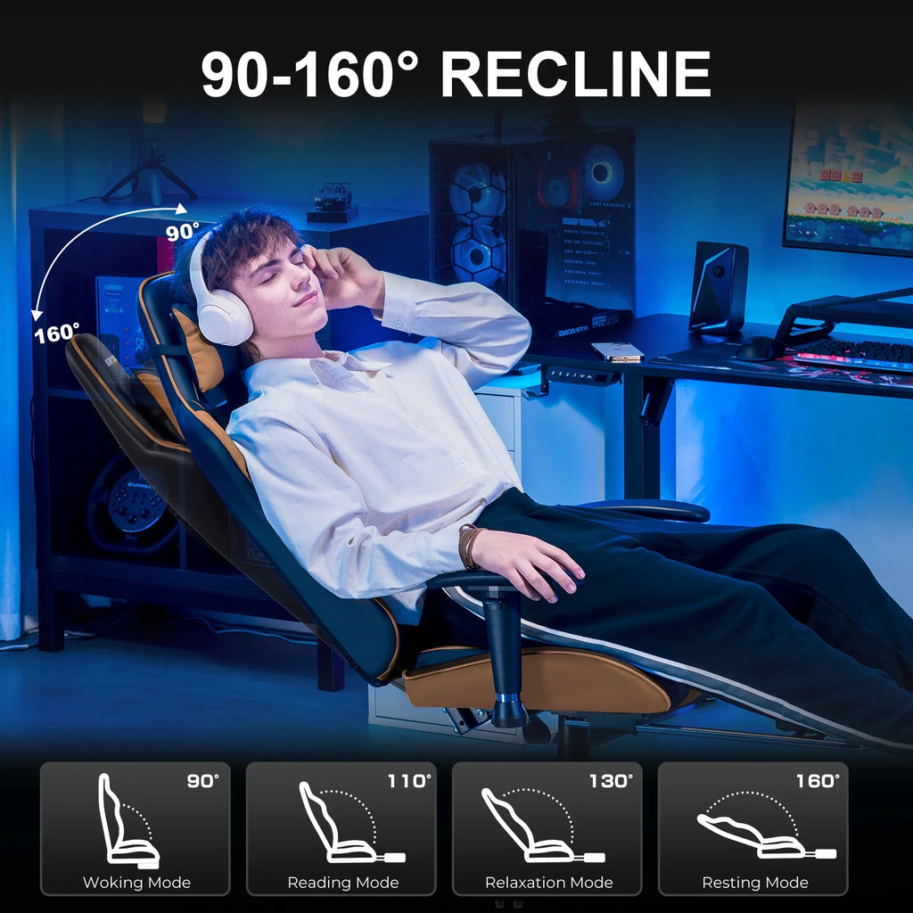 GTRACING Gaming Chair, Ergonomic Office Desk Chair with Lumbar Support, PU Leather, Footrest & Adjustable Headrest, Red - image 50