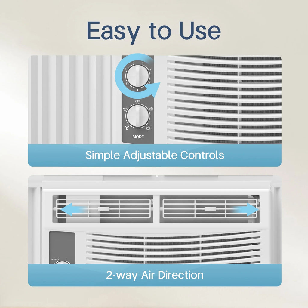 5000 BTU Window Air Conditioner Easy Cool - Capable of Cooling up to 150 Sq Ft. 2 Fan Speeds, 4 - Way Air Direction - image 2