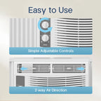 5000 BTU Window Air Conditioner Easy Cool - Capable of Cooling up to 150 Sq Ft. 2 Fan Speeds, 4 - Way Air Direction - image 2
