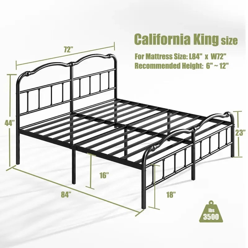 Sturdy 18-Inch High Steel Tube Iron Bed with Double Wave Headboard and Footboard - image 25