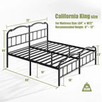 Sturdy 18-Inch High Steel Tube Iron Bed with Double Wave Headboard and Footboard - image 25