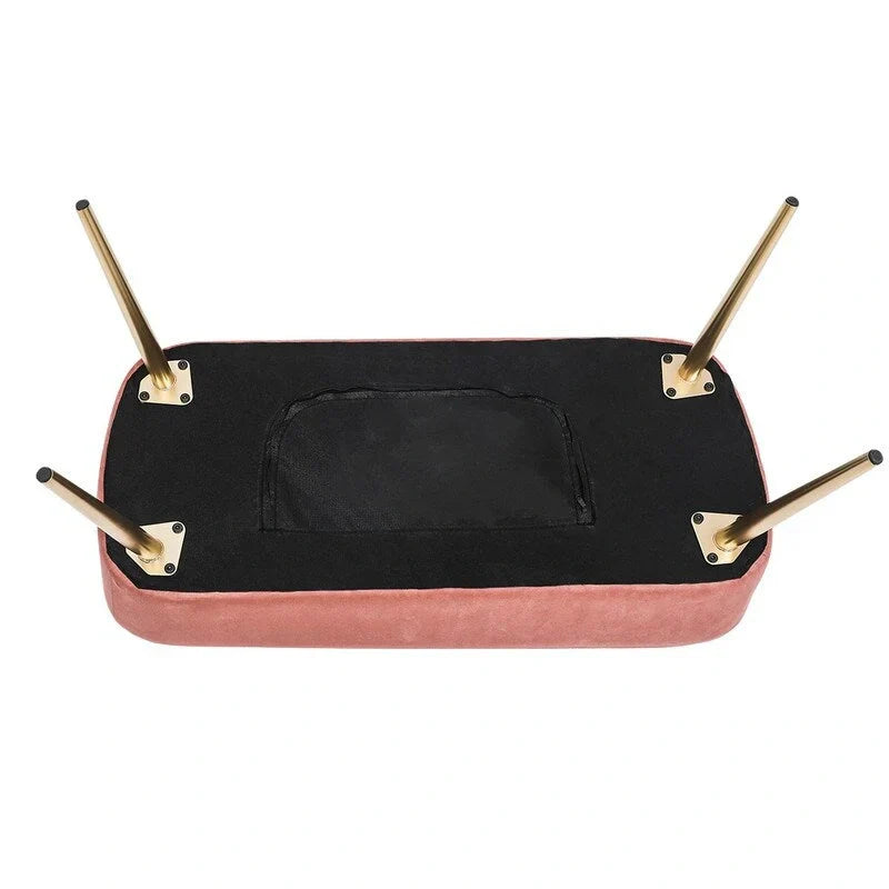Adeco Velvet Footrest Bench with Metal Legs - Stylish Bed End Stool and Dressing Chair - image 9