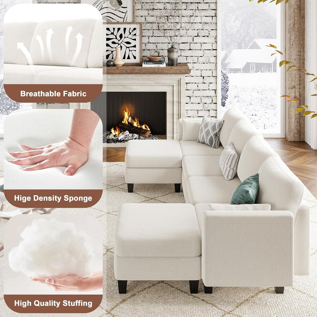 Modular Sectional Sofa, Convertible U Shaped Sofa Couch with High Density Memory Foam, 6 Seat Comfy Modular Sofa Couch for Living Room, Modern U Shaped Sectional Sofa, Dimgrey - image 18