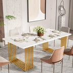 Modern Dining Table with Rectangular Top and Metal Base for 6 to 8 Seating - image 1