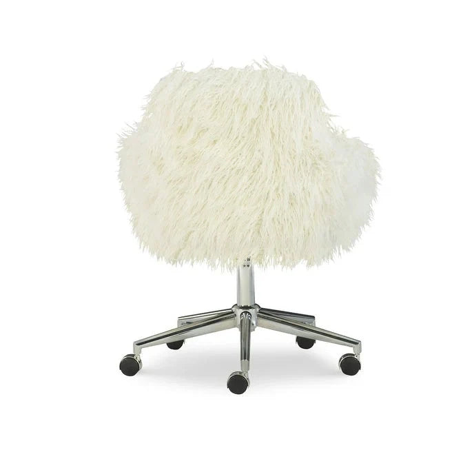 Amber Off-White Faux Fur Executive Chair - image 8