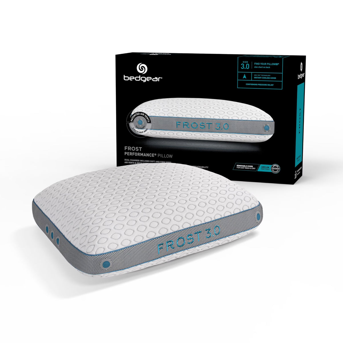 Bedgear Frost Performance Pillow - Size 3.0 - Cooling Bed Pillow for Hot Sleepers - Medium Firmness Pillow for All Sleep Positions, Hypoallergenic - image 1