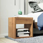 Solid Oak Scandinavian Floating Nightstand with Drawer - Stylish Bedroom Side Table - image 9