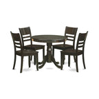 East West Furniture 5-Piece Round Dining Set - Cappuccino Kitchen Table with 4 Chairs (Seat Options Available) - image 8