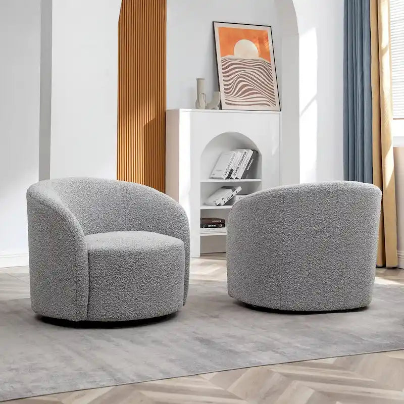 Set of 2 KINWELL 34-Inch Wide Upholstered Swivel Barrel Chairs - image 36