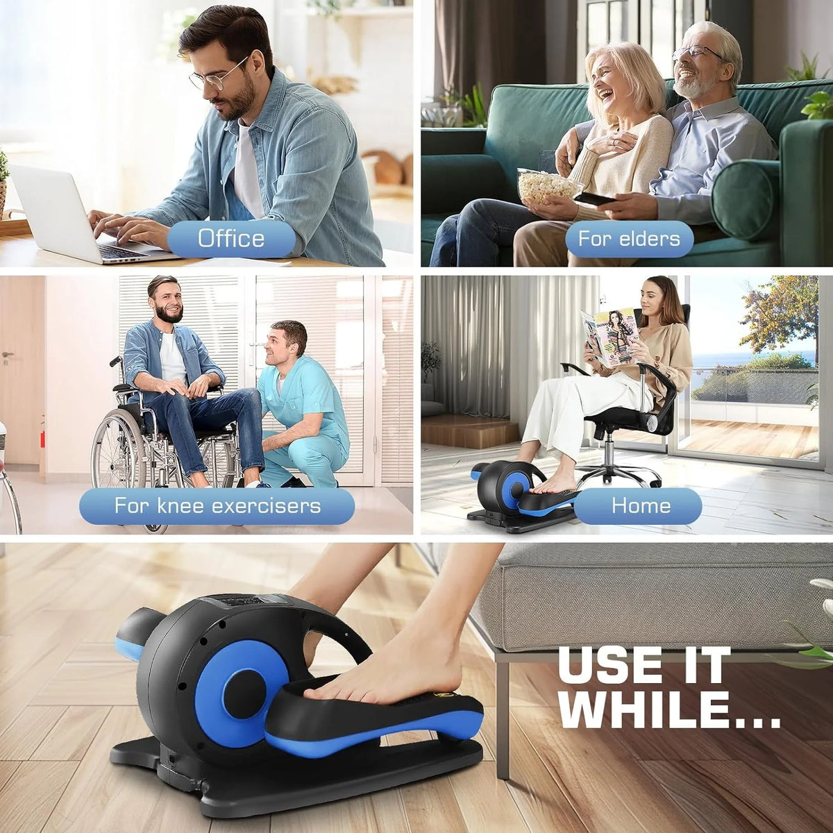 Under Desk Elliptical, Electric Ellipse Leg Exerciser While Sitting for Seniors Adults, Quiet Portable Motorized Seated Foot Pedal Exerciser with Remote Control for Home Office Use - image 14