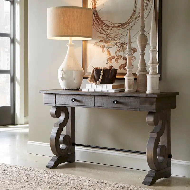 Bellamy Classic Weathered Peppercorn Storage Console Table - image 1