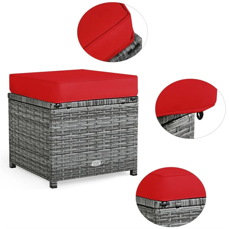 7 Pcs Rattan Patio Dining Furniture Sectional Sofa Set with Dining Table, Ottomans & Cushions - image 19