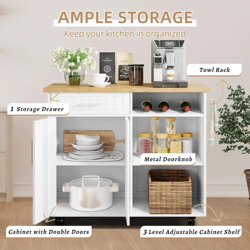 Futzca Kitchen Island Cart with Storage Cabinet and Drawers - Not Applicable - image 7