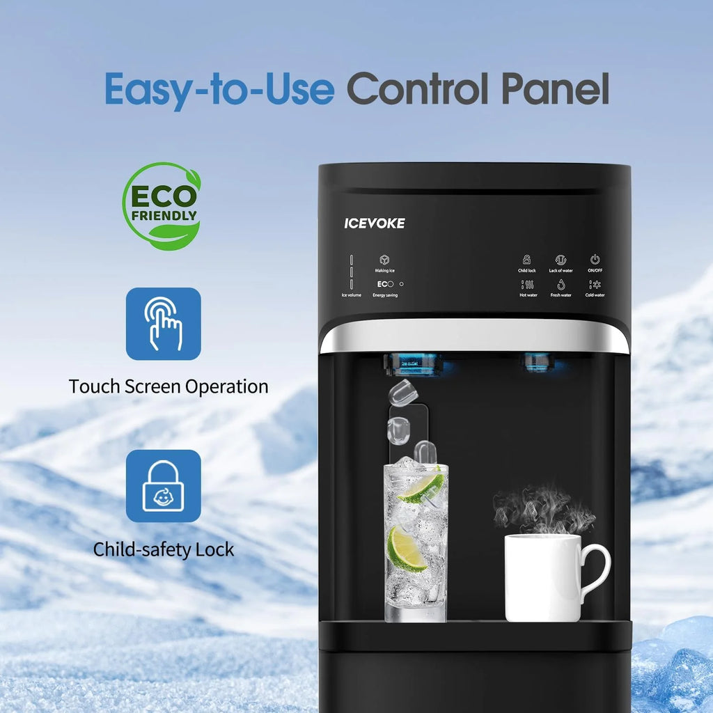 Self-Cleaning Water Dispenser with Ice Maker, Bottom Load, Black - image 3