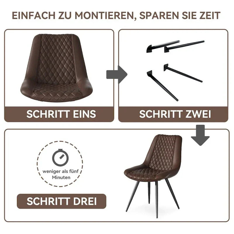 Set of 2 Leather Dining Chairs with Metal Legs - image 22
