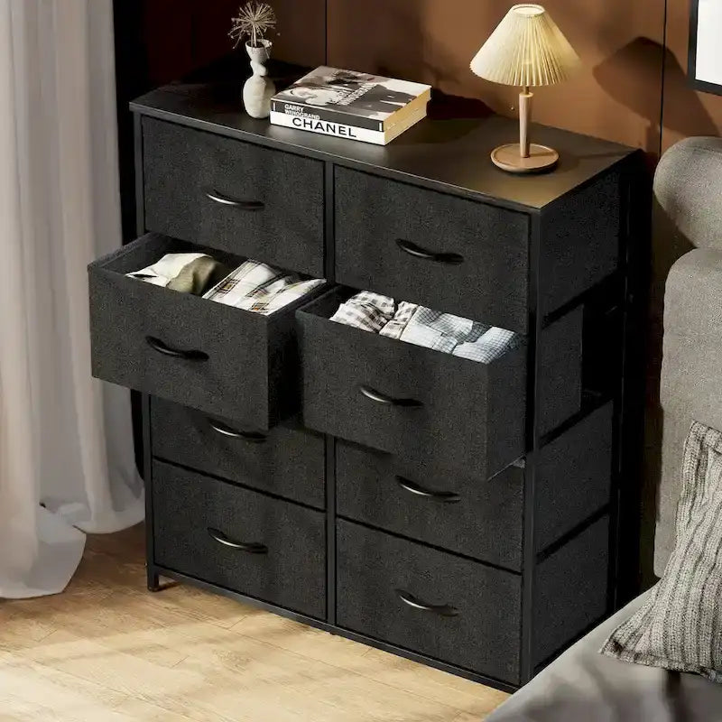 8-Drawer Tall Fabric Dresser with Wood Top and Sturdy Steel Frame - Stylish Bedroom Storage Solution - image 8