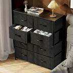 8-Drawer Tall Fabric Dresser with Wood Top and Sturdy Steel Frame - Stylish Bedroom Storage Solution - image 8