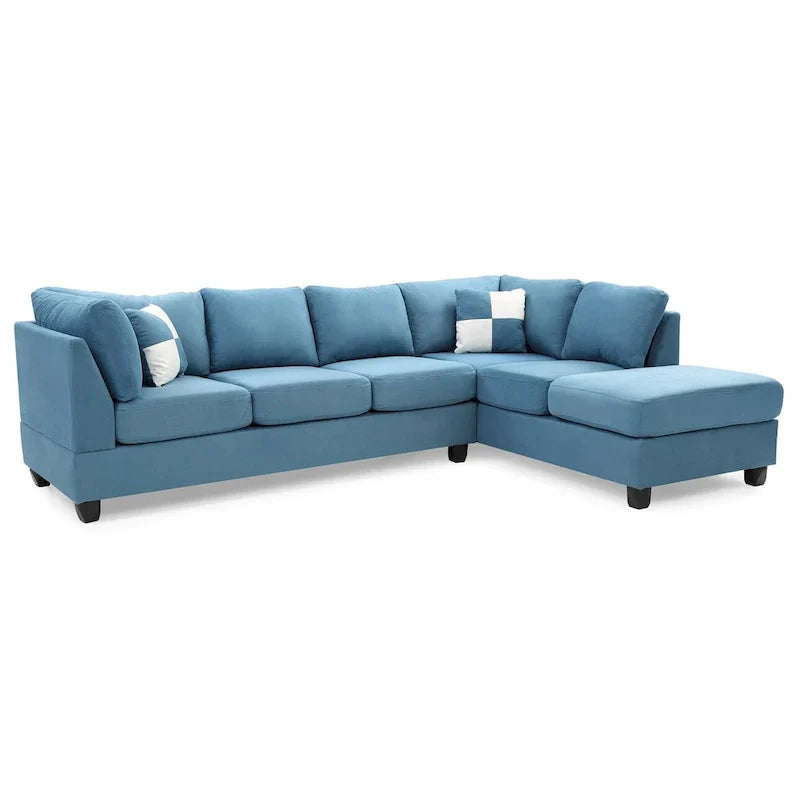 Malone 111-Inch Suede 4-Seater Sectional Sofa with Two Throw Pillows - Dimensions: 111L x 78W x 34H - image 38