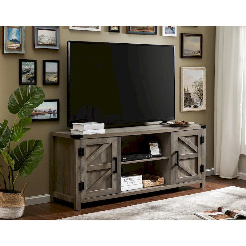 Rustic Farmhouse Barndoor TV Stand - Entertainment Center for TVs up to 70 Inches - image 3