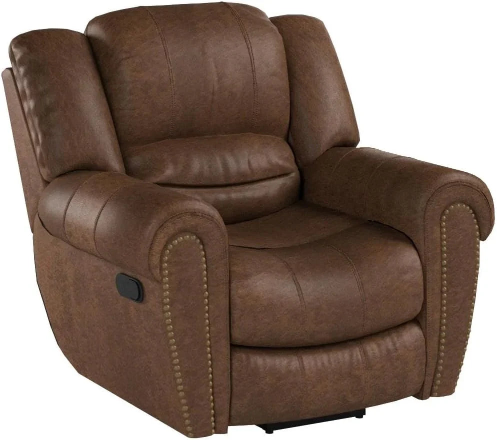 CANMOV Leather Recliner Chair, Classic and Traditional Manual Recliner Chair with Comfortable Arms and Back Single Sofa for Living Room, Nut Brown - image 49