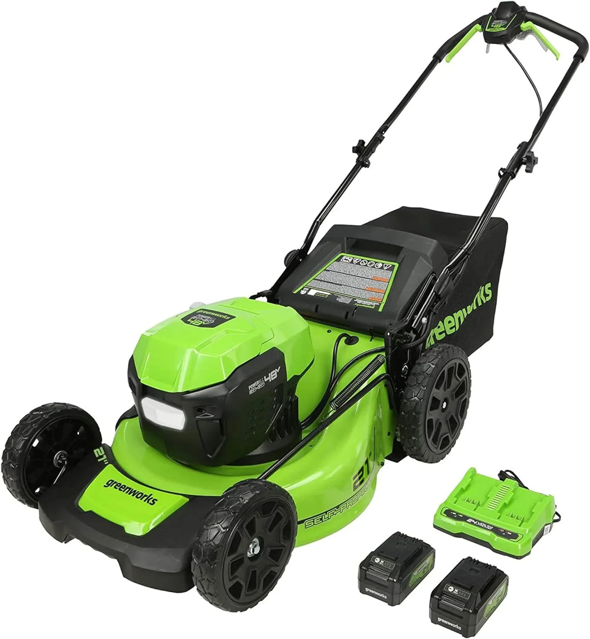 Greenworks 48V (24V x 2) 21" Brushless Self-Propelled Mower+12" String Trimmer+320CFM Blower - image 3