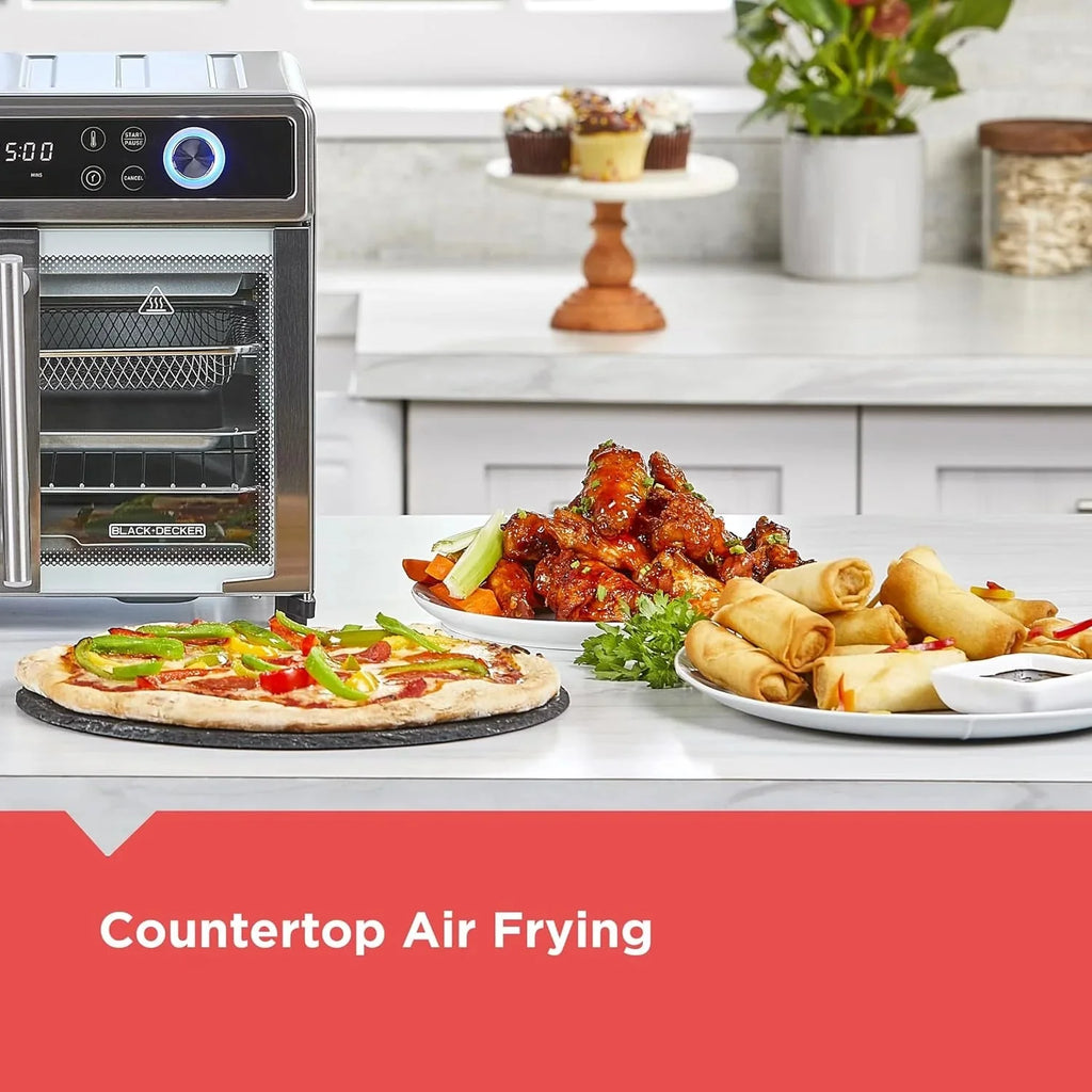 Crisp 'N Bake Air Fryer Toaster Oven Combo, 12 in 1 Countertop Convection Oven Cooks Food Fast, Fits a Whole Pizza or 6 Toast Slices, French Doors with Stainless Steel Finish - image 5